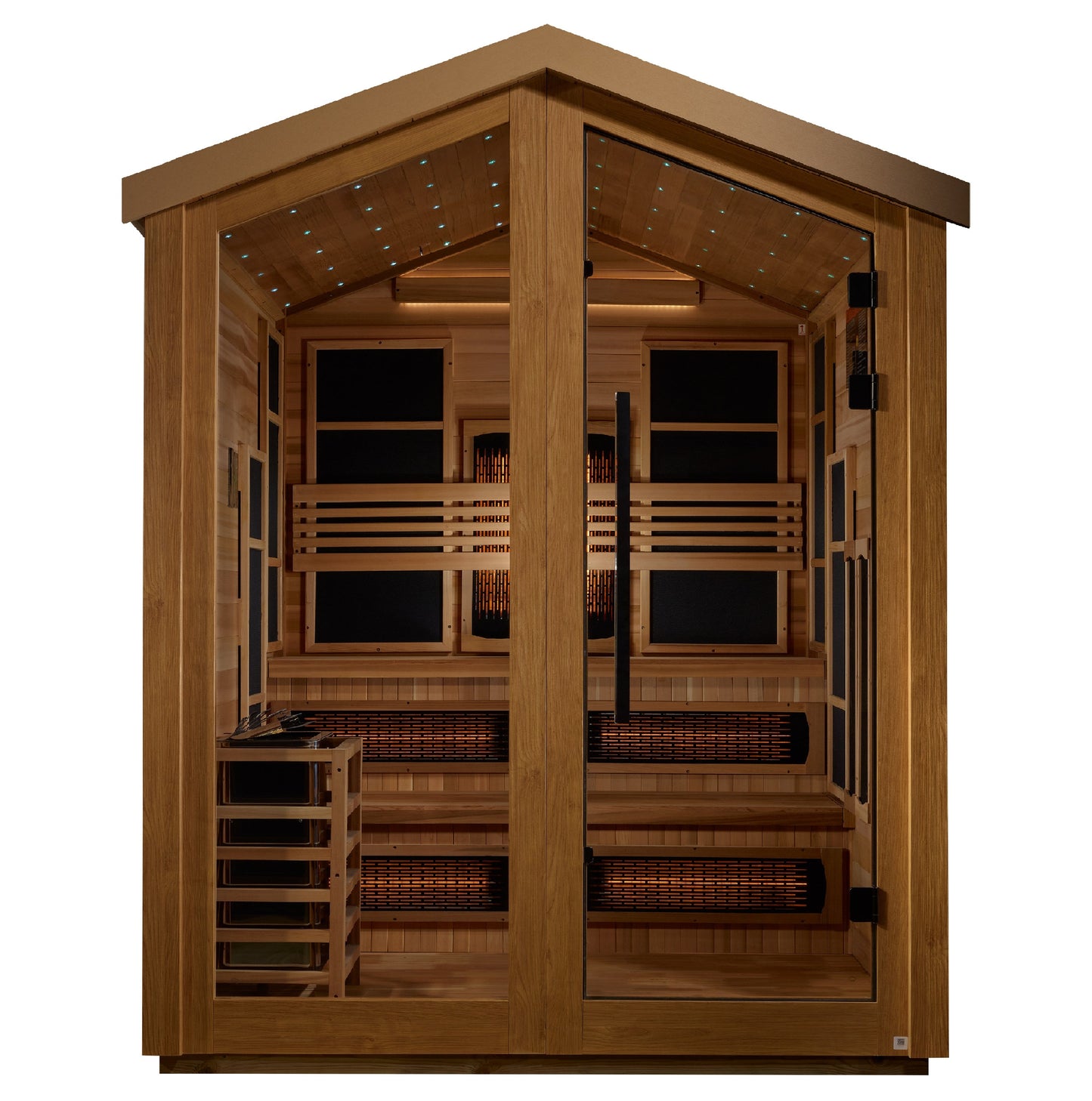 Golden Designs "Kaskinen" 6 Person Barn Hybrid (PureTech  Full Spectrum IR or Traditional Stove) Outdoor Sauna - GDI-8526-01