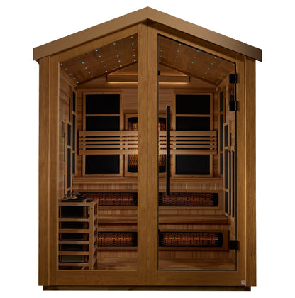 Golden Designs "Kaskinen" 6 Person Barn Hybrid (PureTech  Full Spectrum IR or Traditional Stove) Outdoor Sauna - GDI-8526-01
