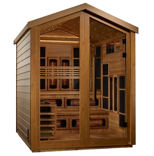 Golden Designs "Kaskinen" 6 Person Barn Hybrid (PureTech  Full Spectrum IR or Traditional Stove) Outdoor Sauna - GDI-8526-01