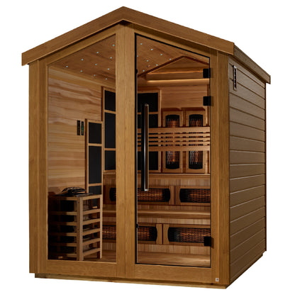 Golden Designs "Kaskinen" 6 Person Barn Hybrid (PureTech  Full Spectrum IR or Traditional Stove) Outdoor Sauna - GDI-8526-01