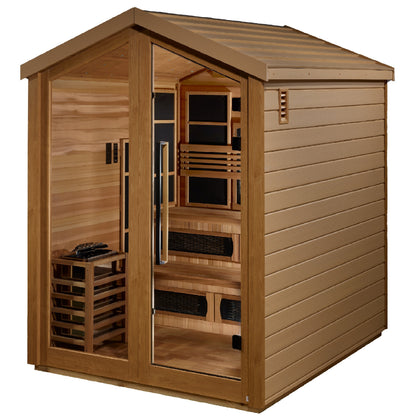 Golden Designs "Kaskinen" 6 Person Barn Hybrid (PureTech  Full Spectrum IR or Traditional Stove) Outdoor Sauna - GDI-8526-01
