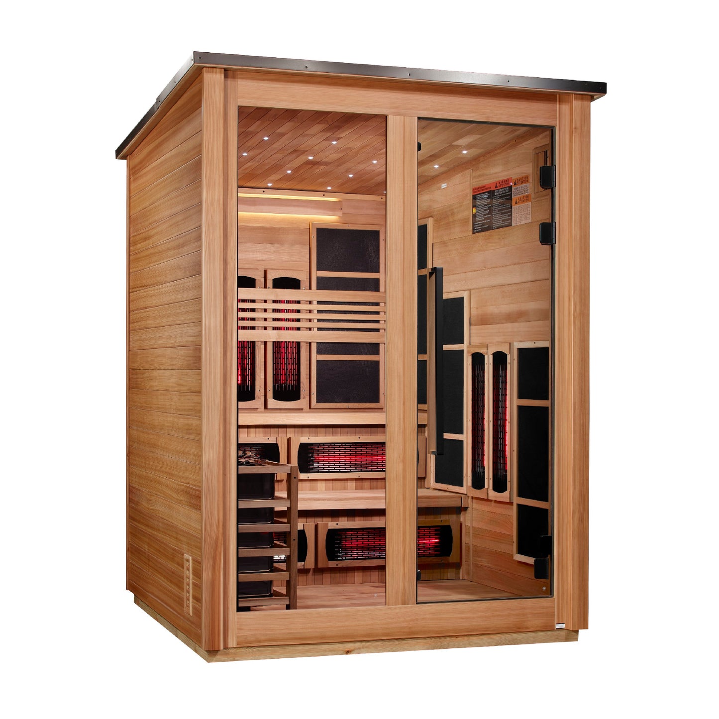Golden Designs "Kaskinen" 6 Person, Pacific Cedar Barn Hybrid (PureTech Full Spectrum IR or Traditional Stove) Outdoor Sauna - GDI-8526-02