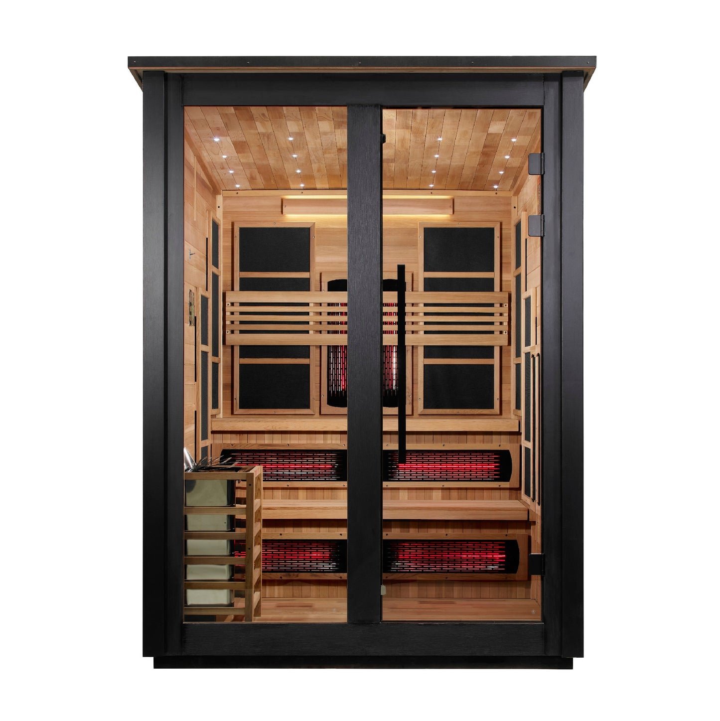 Golden Designs "Kaskinen" 6 Person, 2 Tone Barn Hybrid (PureTech Full Spectrum IR or Traditional Stove) Outdoor Sauna  - GDI-8526-03