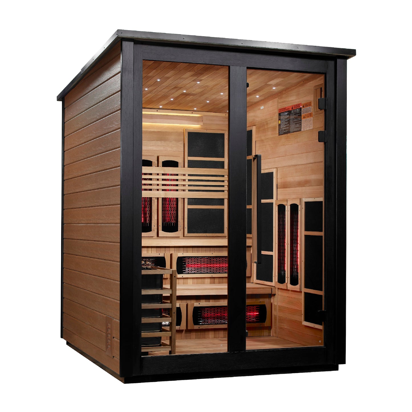 Golden Designs "Kaskinen" 6 Person, 2 Tone Barn Hybrid (PureTech Full Spectrum IR or Traditional Stove) Outdoor Sauna  - GDI-8526-03