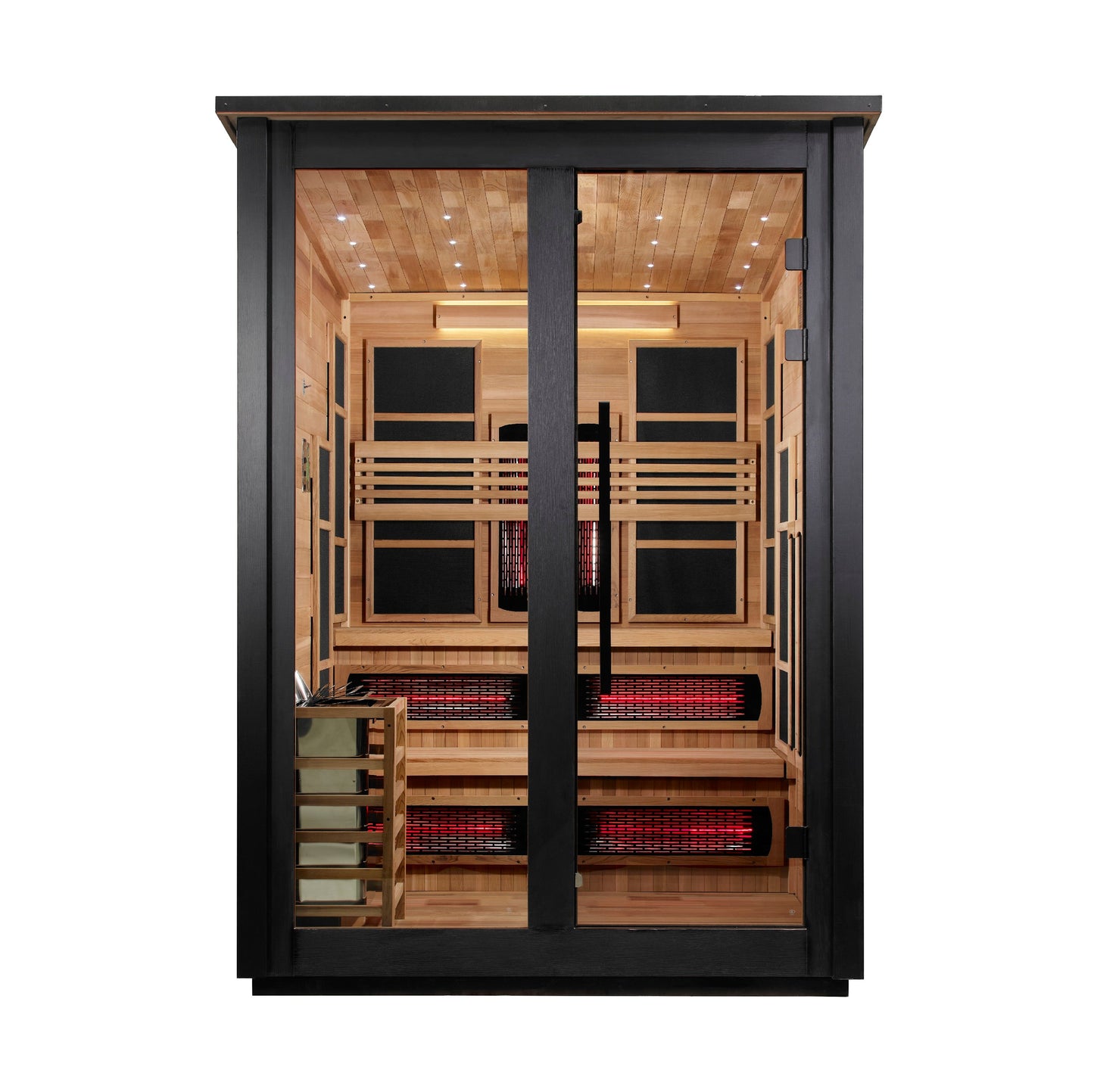 Golden Designs "Kaskinen" 6 Person, Black Barn Hybrid (PureTech  Full Spectrum IR or Traditional Stove) Outdoor Sauna  - GDI-8526-04