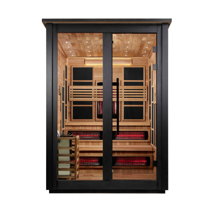 Golden Designs "Kaskinen" 6 Person, Black Barn Hybrid (PureTech  Full Spectrum IR or Traditional Stove) Outdoor Sauna  - GDI-8526-04