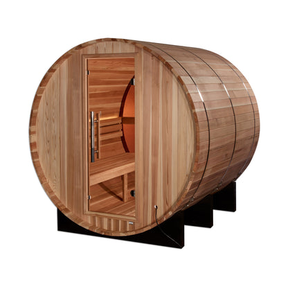 Golden Designs "Zurich" 4 Person Barrel with Bronze Privacy View Traditional Sauna  - GDI-B024-01