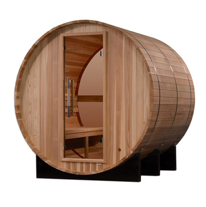 Golden Designs "Zurich" 4 Person Barrel with Bronze Privacy View Traditional Sauna  - GDI-B024-01