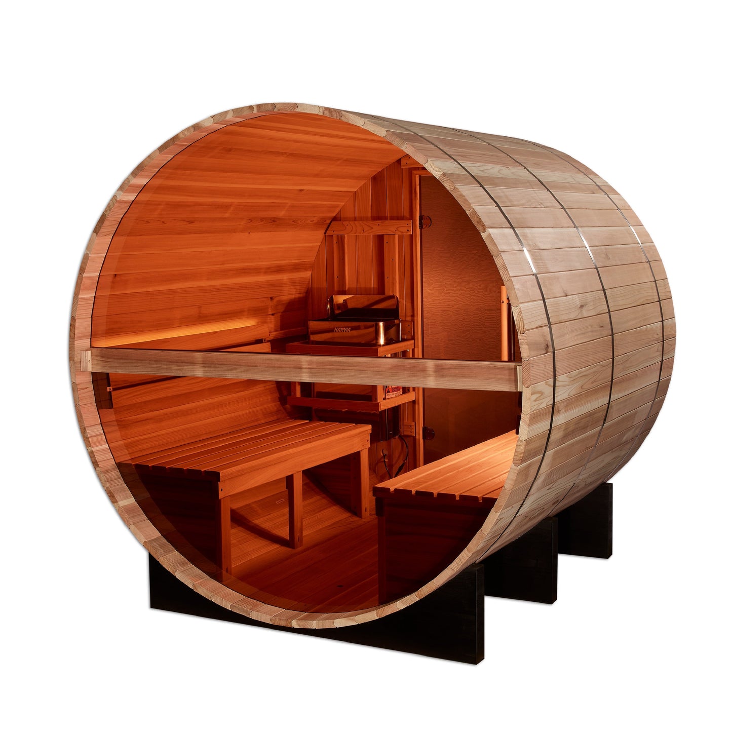 Golden Designs "Zurich" 4 Person Barrel with Bronze Privacy View Traditional Sauna  - GDI-B024-01