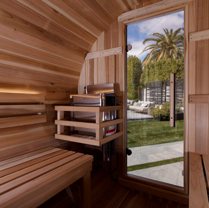 Golden Designs "Zurich" 4 Person Barrel with Bronze Privacy View Traditional Sauna  - GDI-B024-01