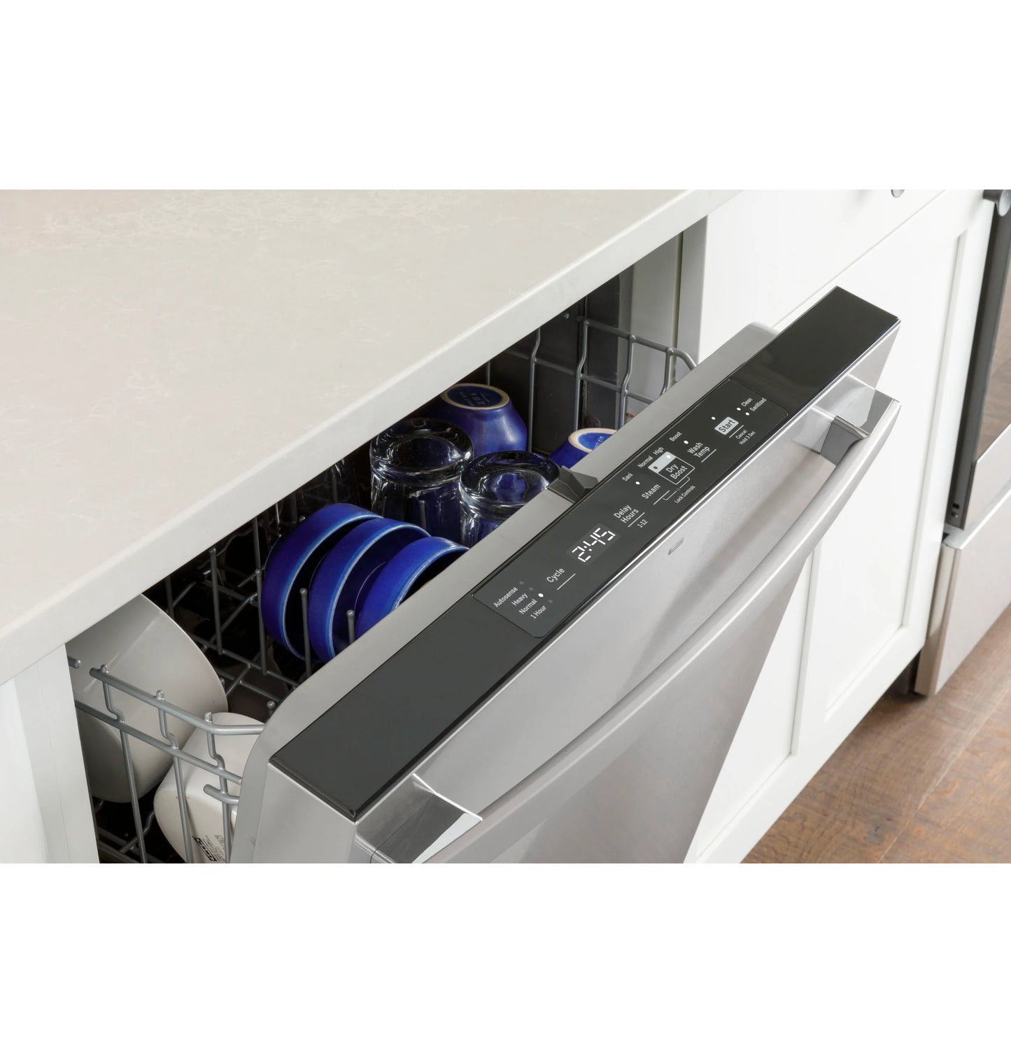 GE Appliances Top Control with Plastic Interior Dishwasher with Sanitize Cycle & Dry Boost Fingerprint Resistant Stainless - GDT550PYRFS