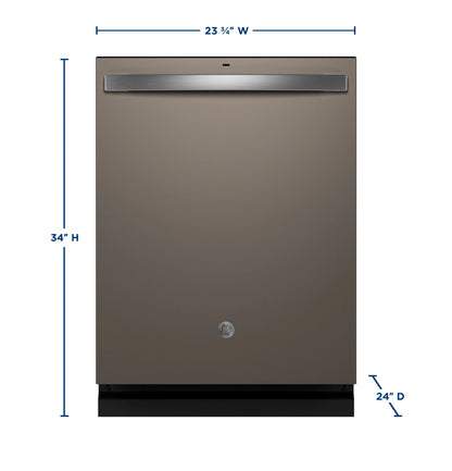GE Appliances  Fingerprint Resistant Top Control with Stainless Steel Interior Dishwasher with Sanitize Cycle Fingerprint Resistant Slate - GDT650SMVES