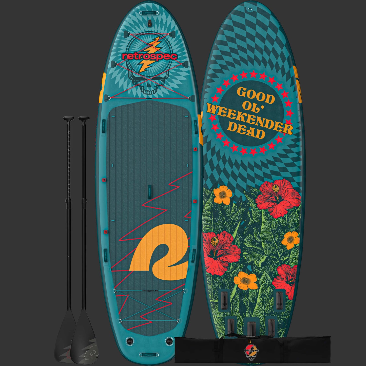 Retrospec Grateful Dead Weekender Crew Multi-Person Inflatable Stand Up Paddle Board 12’ - 6514