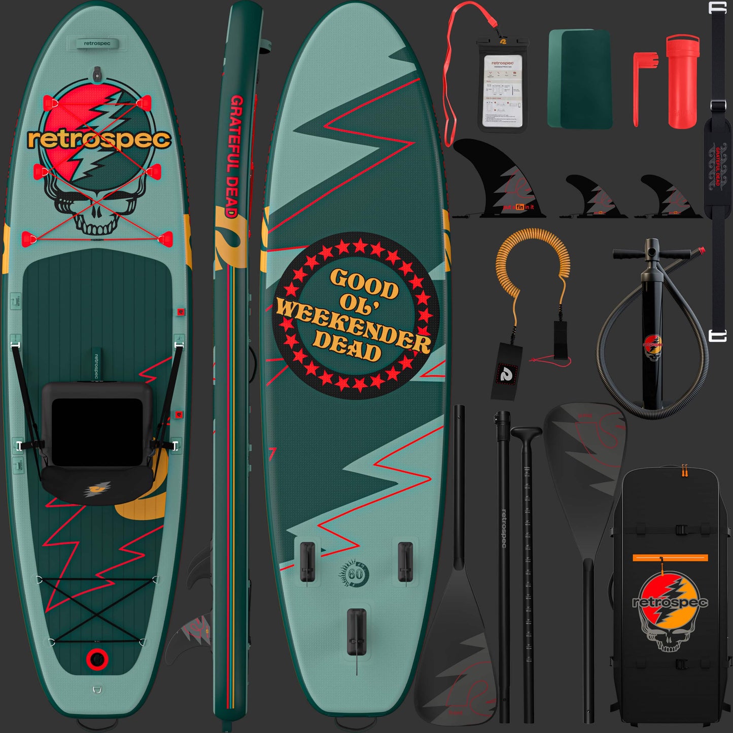 Retrospec Grateful Dead Weekender Plus Inflatable Stand Up Paddle Board Kayak Hybrid 10'6" - 6513