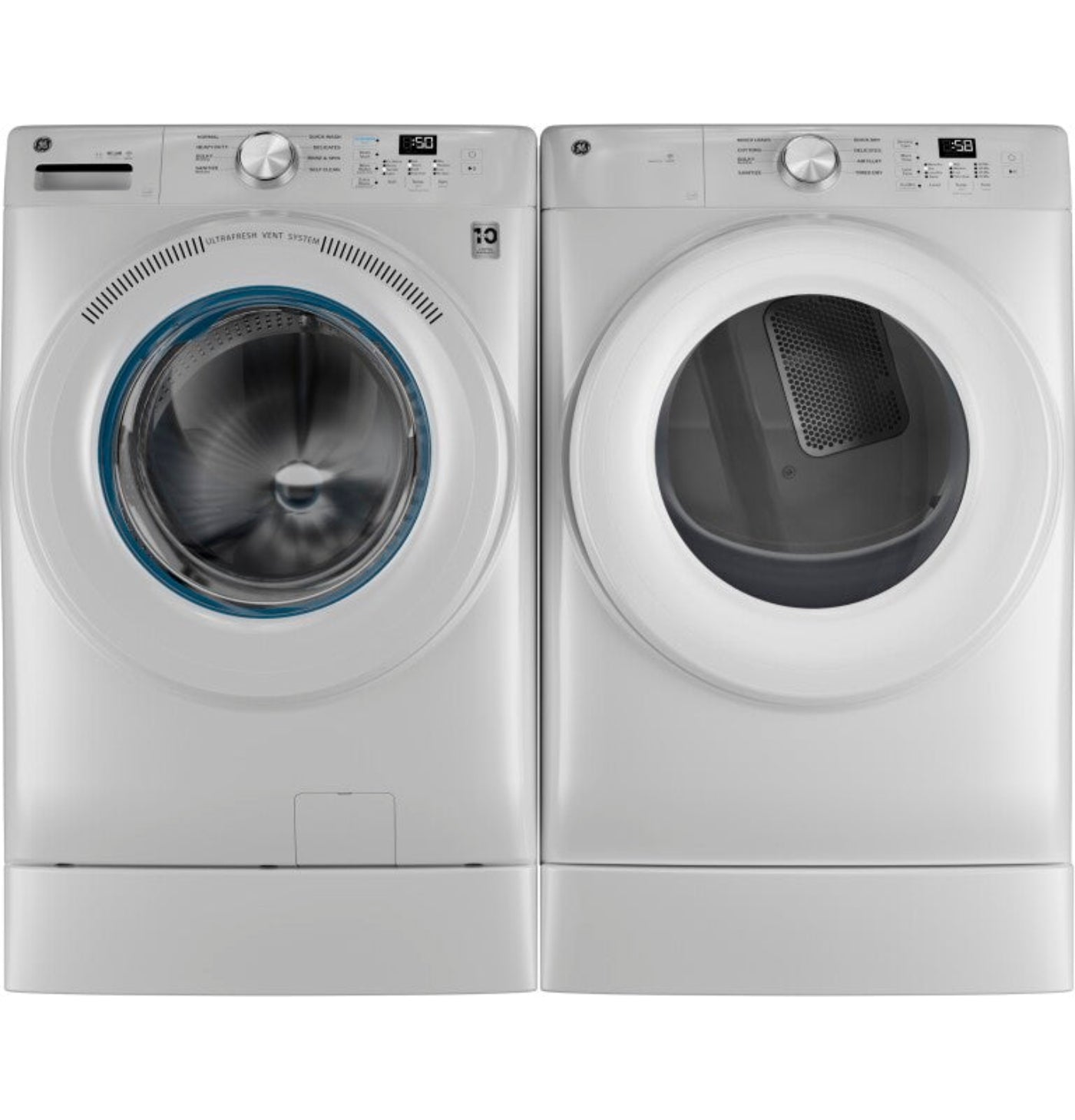 GE Appliances  7.8 cu. ft. Capacity Smart Front Load Gas Dryer White - GFD35GSSYWW