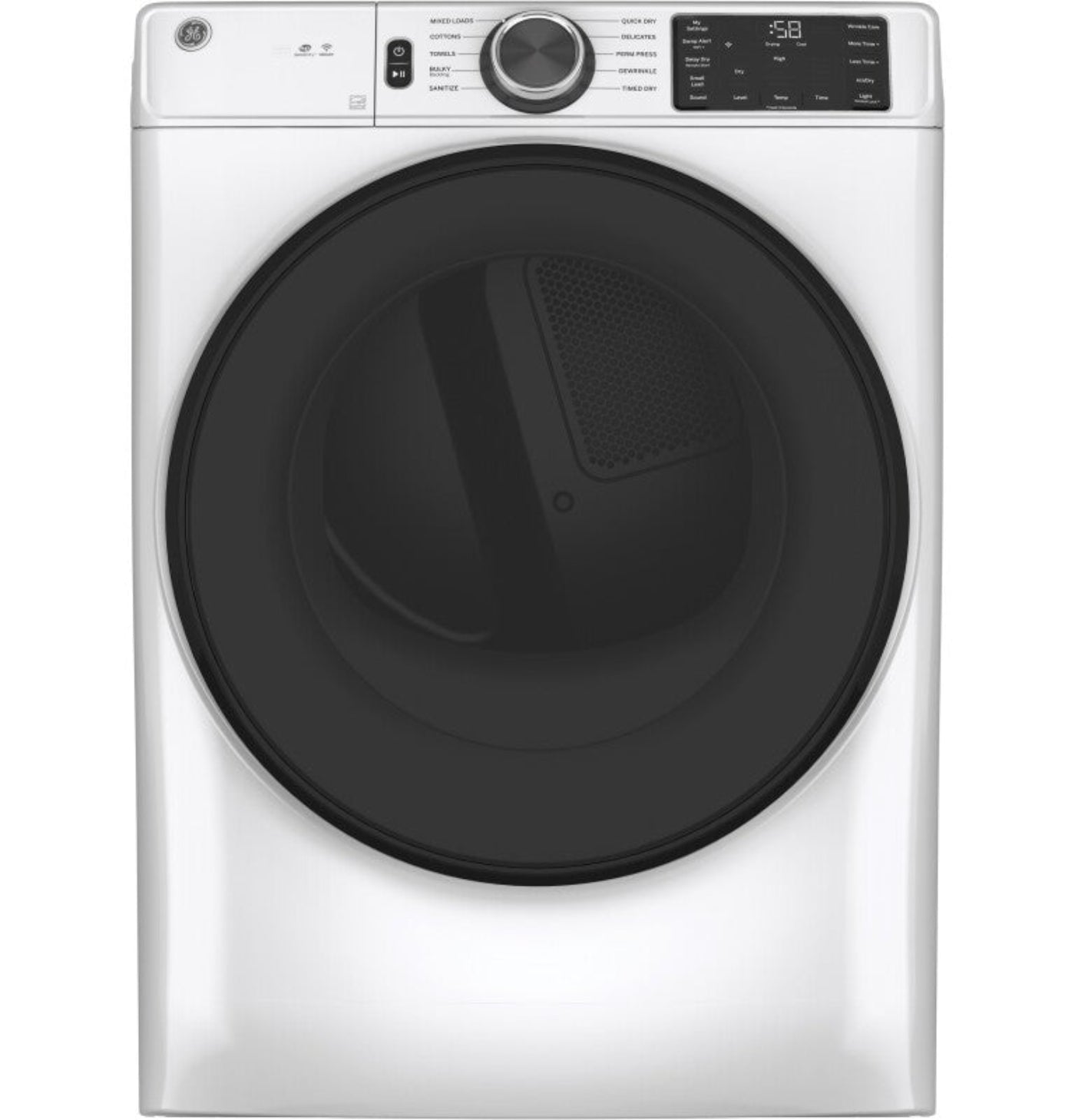 GE Appliances  7.8 cu. ft. Capacity Smart Front Load Gas Dryer with Sanitize Cycle White - GFD55GSSNWW