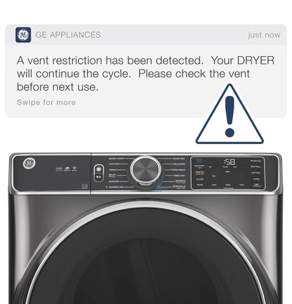 GE Appliances  7.8 cu. ft. Capacity Smart Front Load Electric Dryer with Steam and Sanitize Cycle Carbon Graphite - GFD65ESPVDS
