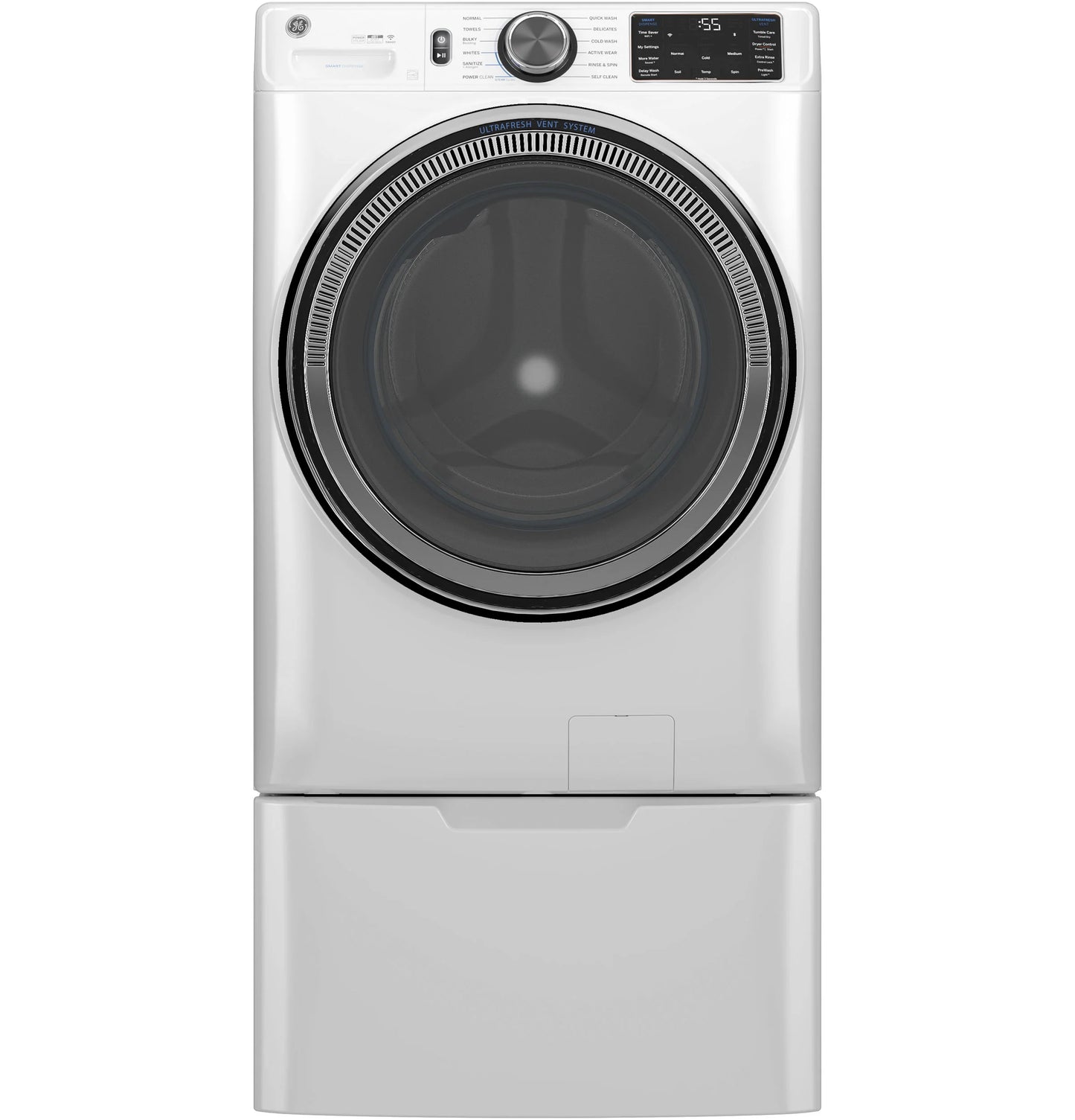 GE Appliances  5.0 cu. ft. Capacity Smart Front Load Steam Washer with SmartDispense UltraFresh Vent System with OdorBlock and Steam White - GFW655SSVWW