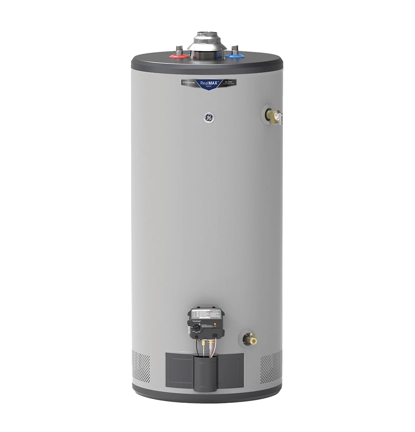 GE Appliances  RealMAX Premium 40-Gallon Short Natural Gas Atmospheric Water Heater Gray - GG40S10BXR