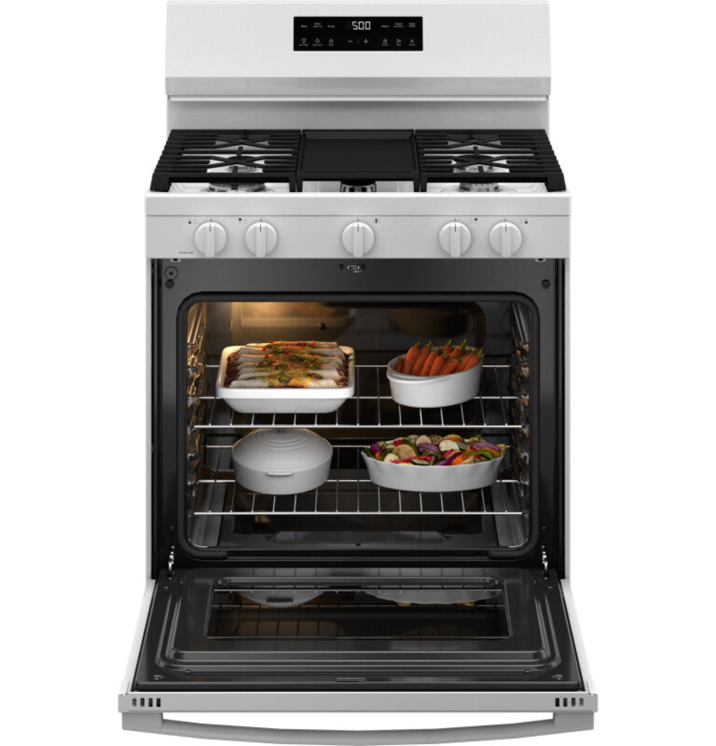 GE Appliances 30" Free-Standing Gas Range with Crisp Mode White - GGF500PVWW