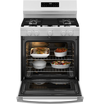 GE Appliances 30" Free-Standing Gas Range with Crisp Mode White - GGF500PVWW