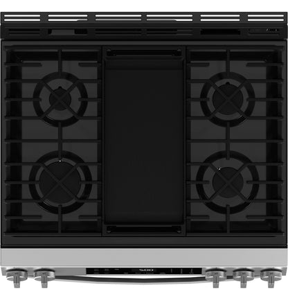 GE Appliances 30" Slide-In Front-Control Gas Range with Crisp Mode Stainless Steel - GGS500PVSS
