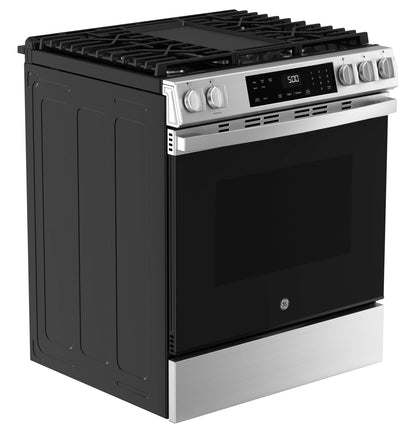 GE Appliances 30" Slide-In Front-Control Gas Range with Crisp Mode Stainless Steel - GGS500PVSS