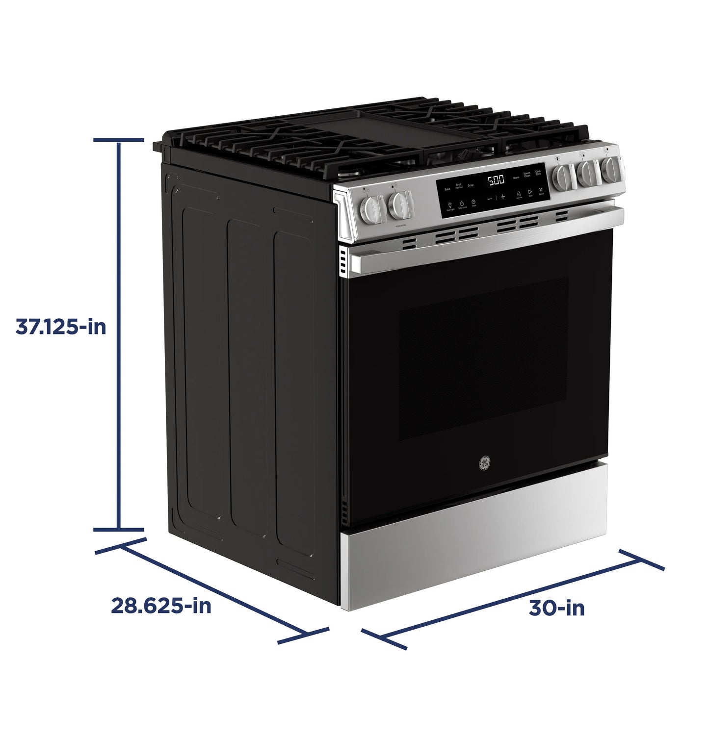 GE Appliances 30" Slide-In Front Control Gas Range with Crisp Mode Stainless Steel - GGS500SVSS