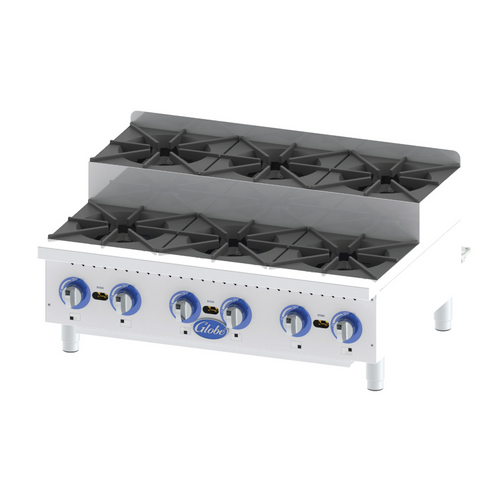 Globe Gas GHPSU636G 36" Countertop Step-Up Hot Plates - Natural Gas