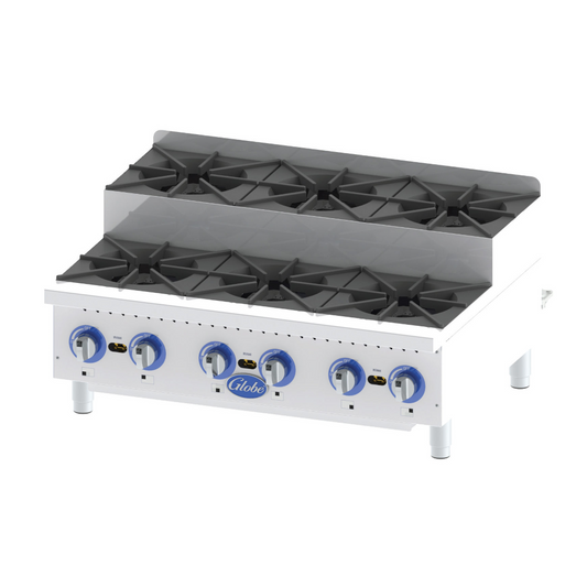 Globe Gas GHPSU636G 36" Countertop Step-Up Hot Plates - Natural Gas