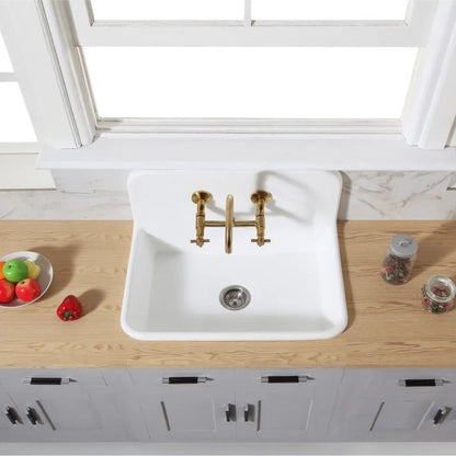 Kingston Brass Arcticstone 30 in. Solid Surface Farmhouse Kitchen Sink with Backsplash in Matte White (GKTA302119)