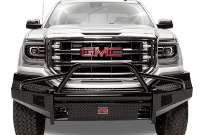 Fab Fours GM07-K2162-1 GMC Sierra 1500 2007-2013 Black Steel Front Bumper Pre-Runner Guard with Tow Hooks