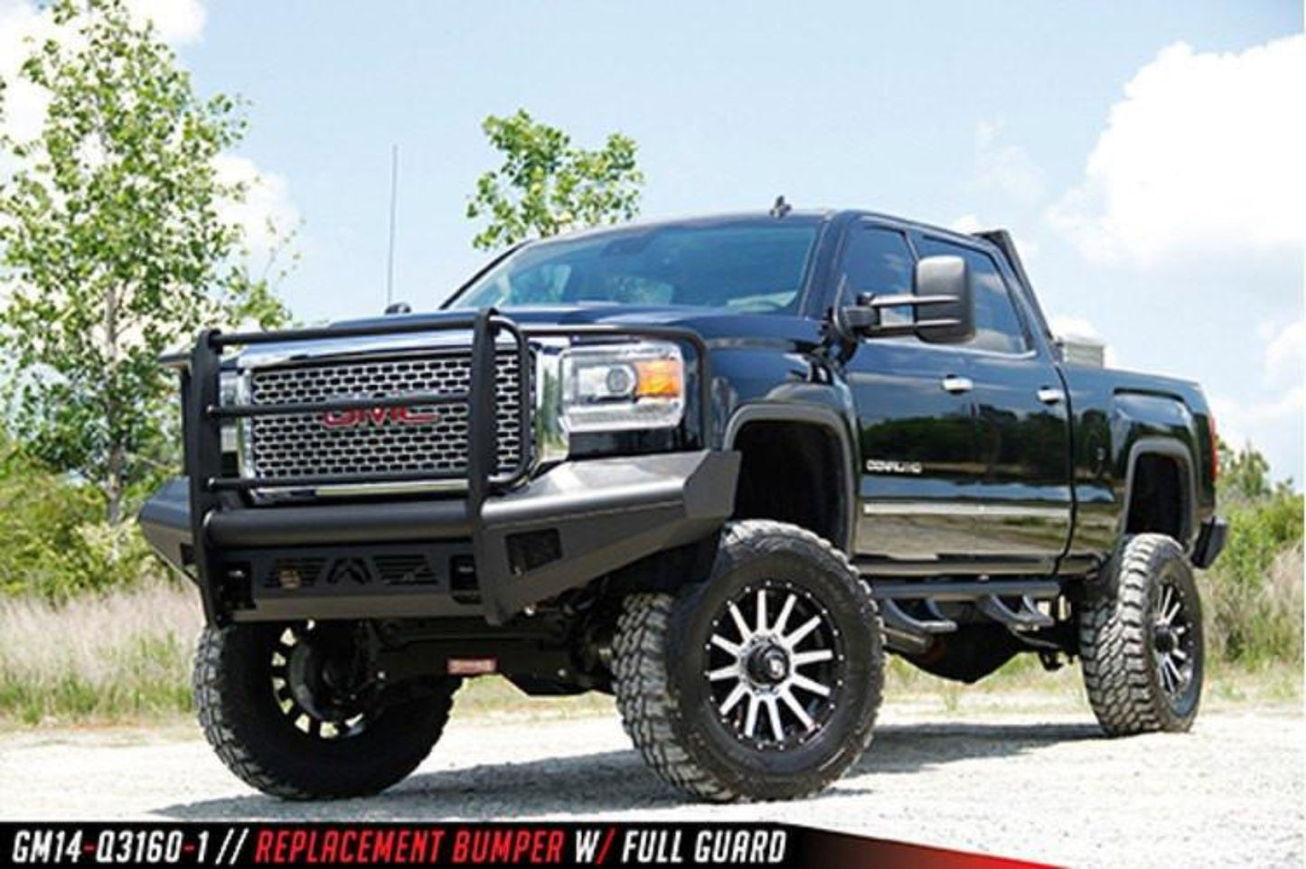 Fab Fours GM14-Q3160-1 GMC Sierra 2500/3500 2015-2019 Black Steel Elite Front Bumper Full Guard with Tow Hooks