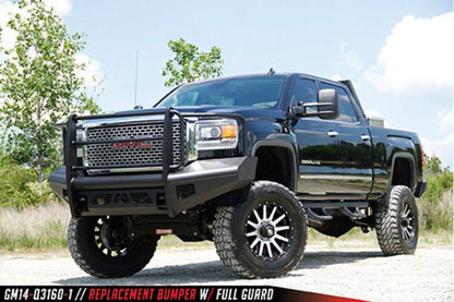 Fab Fours GM14-Q3160-1 GMC Sierra 2500/3500 2015-2019 Black Steel Elite Front Bumper Full Guard with Tow Hooks