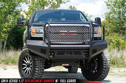 Fab Fours GM14-Q3160-1 GMC Sierra 2500/3500 2015-2019 Black Steel Elite Front Bumper Full Guard with Tow Hooks