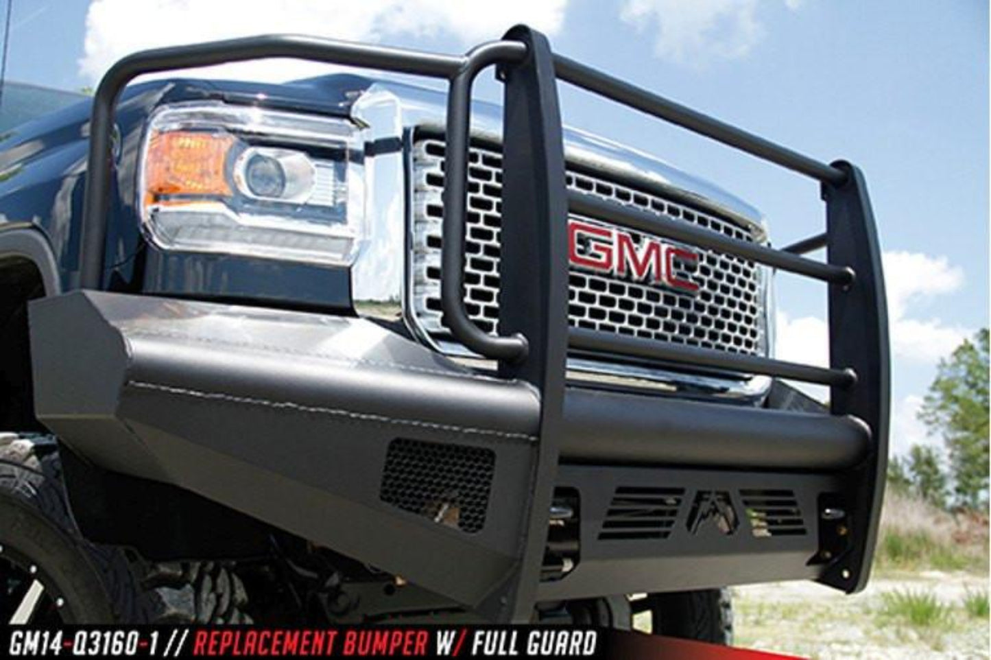 Fab Fours GM14-Q3160-1 GMC Sierra 2500/3500 2015-2019 Black Steel Elite Front Bumper Full Guard with Tow Hooks