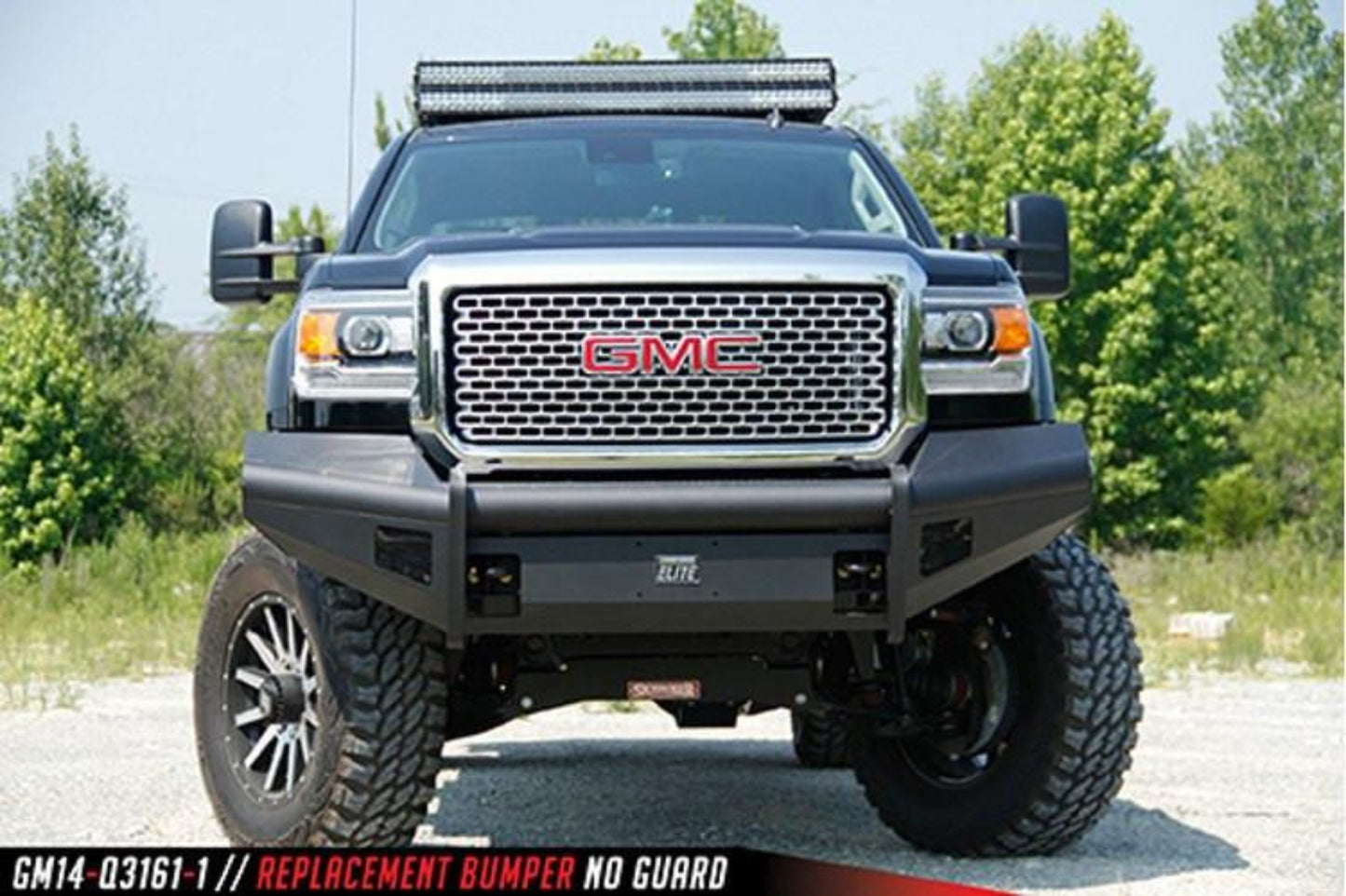 Fab Fours GM14-Q3161-1 GMC Sierra 2500/3500 2015-2019 Black Steel Elite Front Bumper No Guard with Tow Hooks
