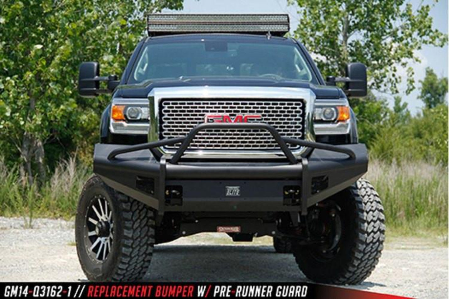 Fab Fours GM14-Q3162-1 GMC Sierra 2500/3500 2015-2019 Black Steel Elite Front Bumper Pre-Runner Guard with Tow Hooks