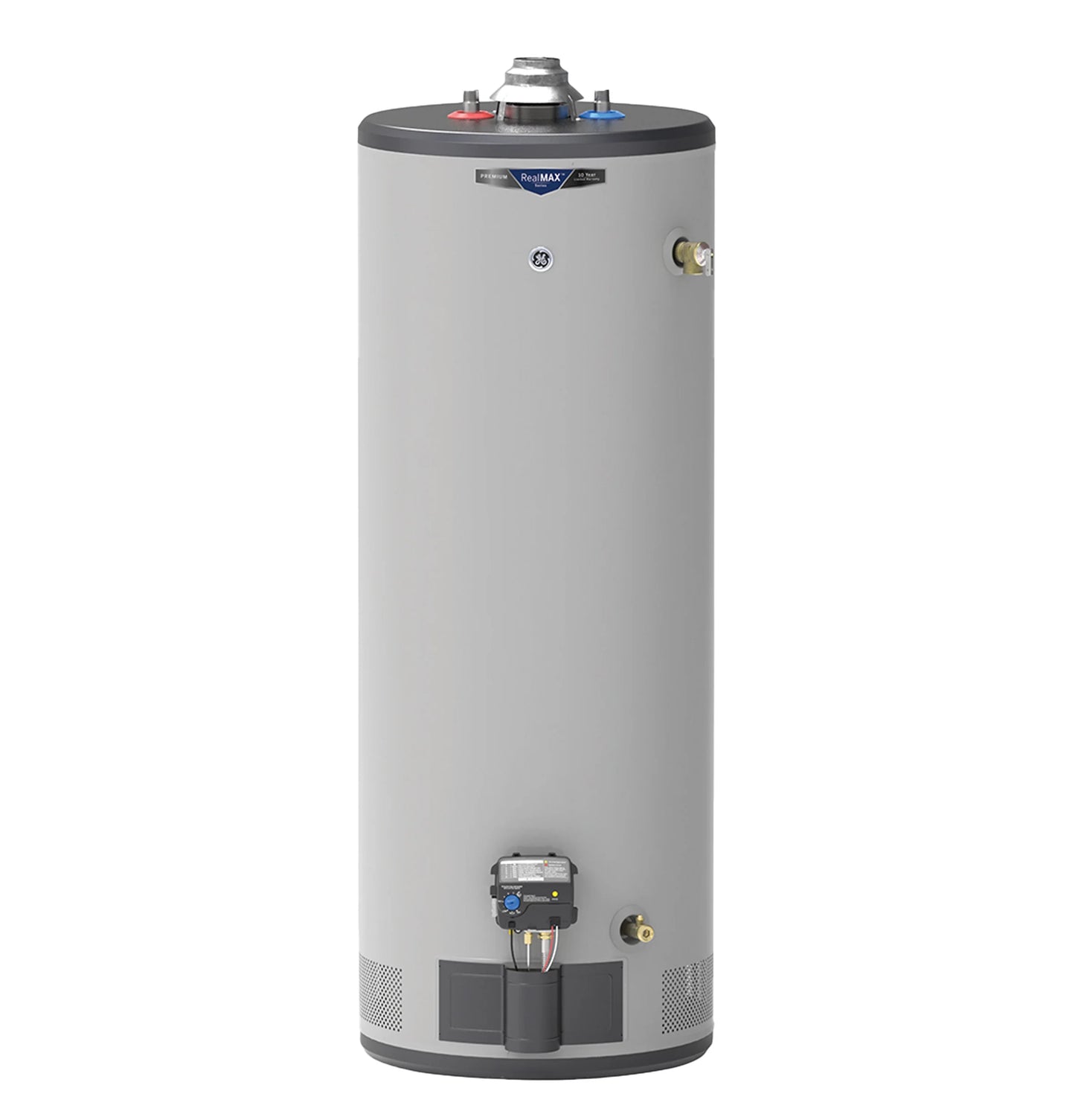 GE GP50T10BXR RealMAX Premium 50-Gallon Tall Liquid Propane Atmospheric Water Heater Gray