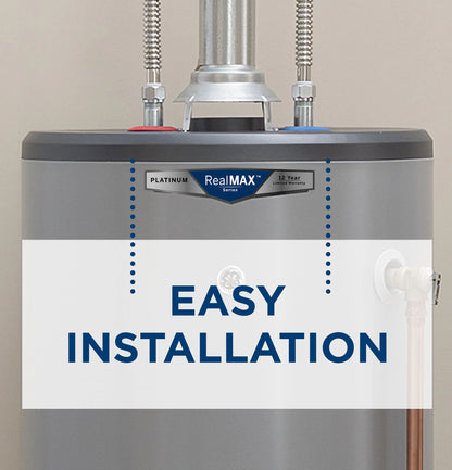 GE GP50T10BXR RealMAX Premium 50-Gallon Tall Liquid Propane Atmospheric Water Heater Gray