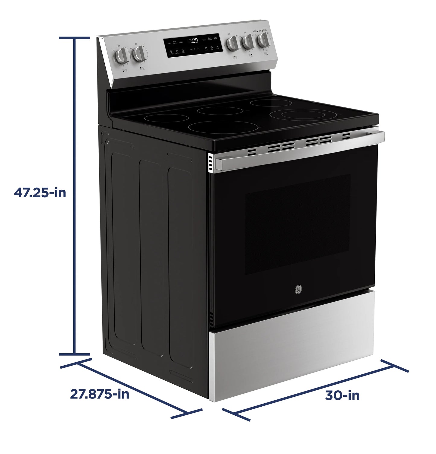 GE Appliances 30" Free-Standing Electric Range with Crisp Mode Stainless Steel - GRF500PVSS