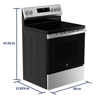 GE Appliances 30" Free-Standing Electric Range with Crisp Mode Stainless Steel - GRF500PVSS