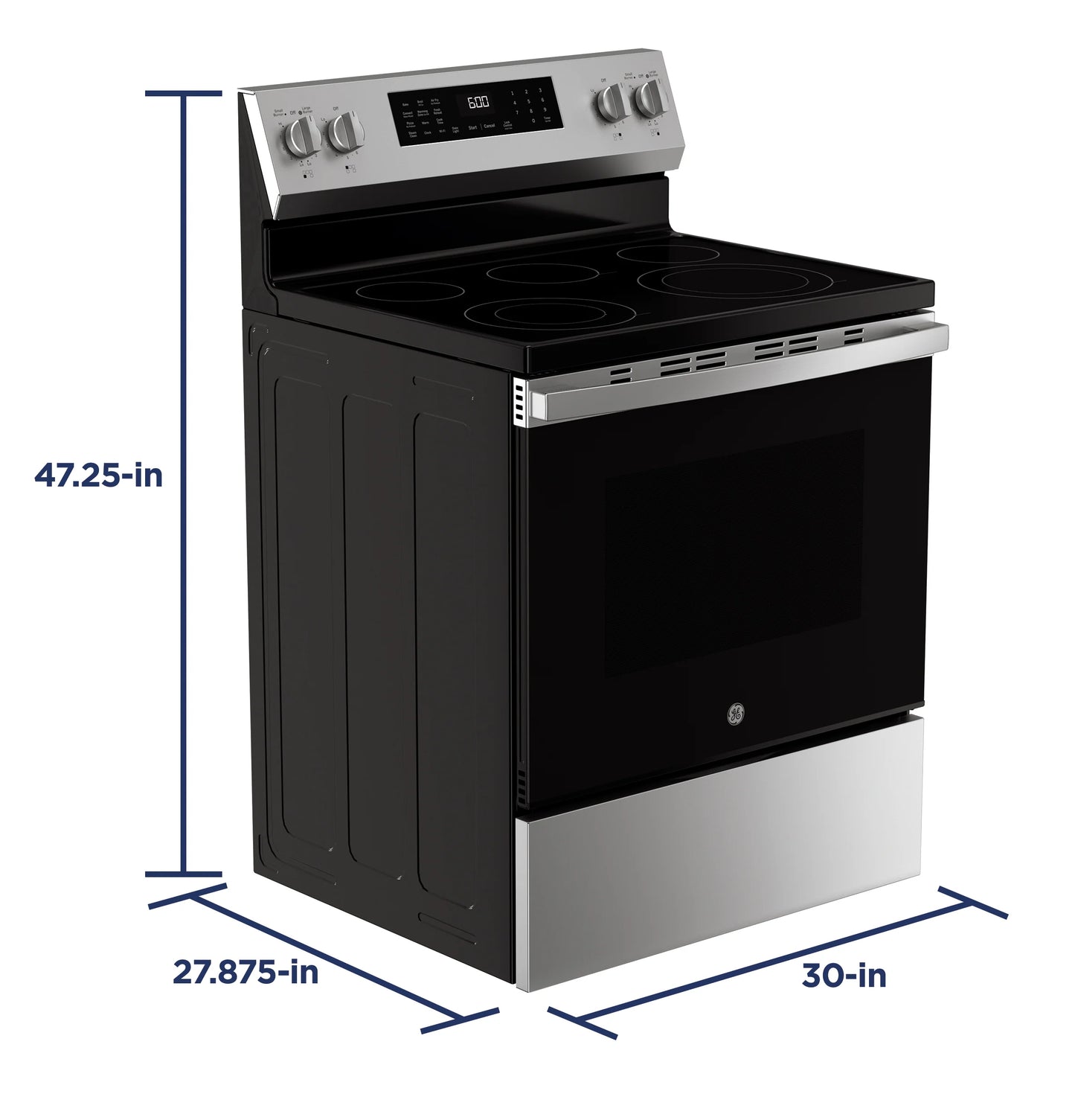 GRF600AVSS 30" Free-Standing Electric Convection Range with No Preheat Air Fry and EasyWash Oven Tray Stainless Steel