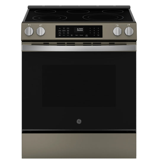 GE Appliances 30" Slide-In Electric Convection Range with No Preheat Air Fry and EasyWash Oven Tray Fingerprint Resistant Slate - GRS600AVES