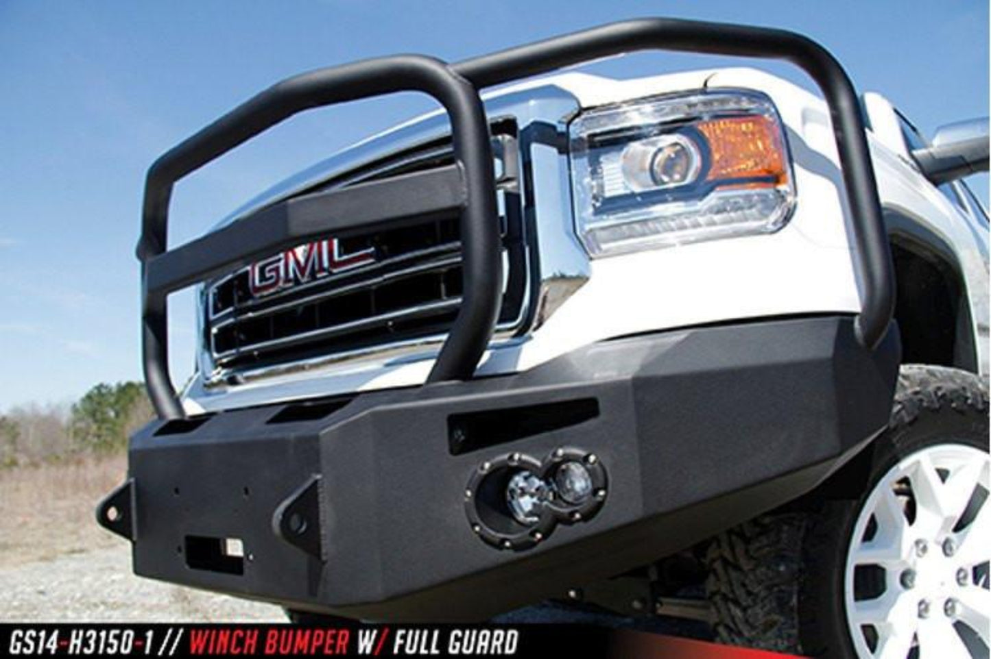 Fab Fours GS14-F3150-1 GMC Sierra 1500 2014-2015 Premium Front Bumper Sensor Winch Ready with Full Guard