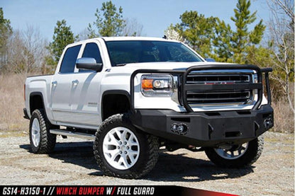 Fab Fours GS14-F3150-1 GMC Sierra 1500 2014-2015 Premium Front Bumper Sensor Winch Ready with Full Guard