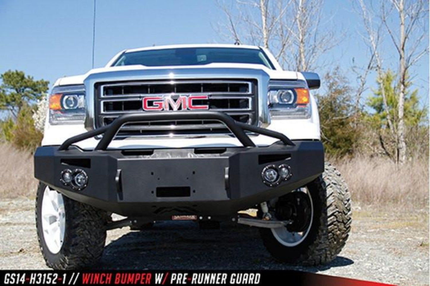 Fab Fours GS14-F3152-1 GMC Sierra 1500 2014-2015 Premium Front Bumper Sensor Winch Ready with Pre-Runner Guard