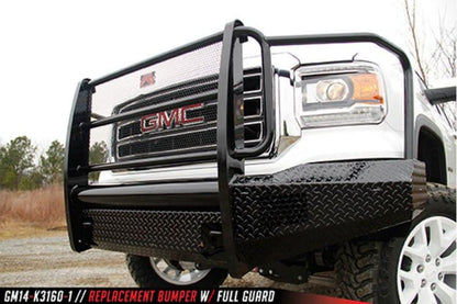 Fab Fours GS14-K3160-1 GMC Sierra 1500 2014-2015 Black Steel Front Bumper Full Guard with Tow Hooks