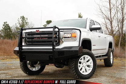 Fab Fours GS14-K3160-1 GMC Sierra 1500 2014-2015 Black Steel Front Bumper Full Guard with Tow Hooks