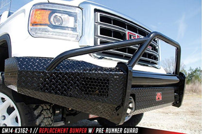 Fab Fours GS14-K3162-1 GMC Sierra 1500 2014-2015 Black Steel Front Bumper Pre-Runner Guard with Tow Hooks